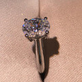 S925 Silver Oval Four-Prong Zirconia Women's Ring, Clearance Sale with Free Shipping-0-1