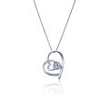 wholesale S925 Sterling Silver with Zircon Heart-Shaped Pendant, Minimalist Design Women's Choker Necklace-0-4