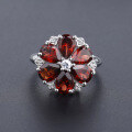 wholesale S925 Sterling Silver Natural Red Garnet Ring, Light Luxury Design with Colored Gemstone-0-1