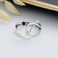 wholesale S925 silver irregular geometric black enamel ring,-0-2