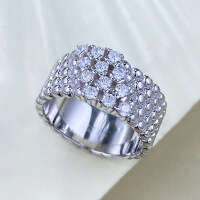 wholesale S925 Sterling Silver New European and American Four-Row Diamond Ring for Women, Fashionable and Unique Niche Design, High-End Wedding Ring Wholesale-R1421>No.7