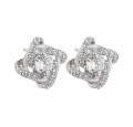 wholesale S925 Sterling Silver Niche Design Instagram Style Rotating Flower Full Diamond Zirconia Earrings Cross-border TEMU Drop Shipping-0-5