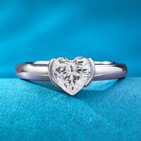 wholesale 925 Silver Gold-Plated New European and American Style 6*6 Heart-Shaped Ring with 50-Point High-Carbon Diamond, Perfect for Girls, Available for Dropshipping-R873 White Diamond>No.7