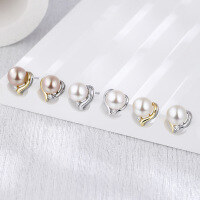 wholesale 925 Sterling Silver Cross-Border New Pearl Earrings, Fashionable Niche High-End Women's Earrings, Elegant and Minimalist Shell Pearl Studs-White Shell Pearl and Platinum Earrings - with Plastic Earplugs>925 Silver
