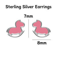 wholesale 925 Silver Cute Animal Pure Silver Stud Earrings Element Simple Minimalist Light Luxury Style Non-removable Earrings-Pink Trojan Horse Sterling Silver Earrings