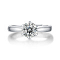 S925 Silver Moissanite Six-Claw Light Luxury Adjustable Ring-0-0