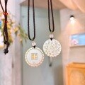 wholesale 999 Silver Chinese Style Solid Wanfu Pingan Xile Round Pendant Unisex Necklace-0-0