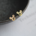 wholesale 9K Gold AU375 Mickey Disney Stud Earrings Cute for Teen Girl Students-0-2