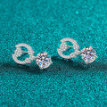 S925 Sterling Silver Moissanite Stud Earrings for Women-0-0
