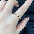 wholesale S925 silver enamel ring with black and white plating AU750 gold color, ins-style minimalist versatile fashion-0-3