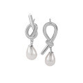 wholesale S925 Sterling Silver Irregular Pearl Earrings, Korean Style Trendy and Unique Designer Ear Accessories for Women-0-4