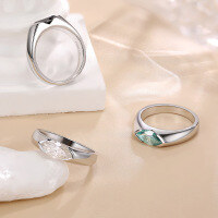 wholesale 925 Sterling Silver Cross-Border Hot-Selling 1-Carat Marquise Moissanite Ring Unisex Horus Eye Jewelry-Black US size 9