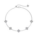 wholesale 925 Silver Korean Style Five-Flower Clover Bracelet for Women, Minimalist and Elegant, Nature-Inspired Small Fresh Design-0-6