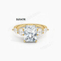 wholesale S925 Sterling Gold Plated Moissanite 1 Carat Heart Shape Engagement Ring with Certificate Cross-Border-0-4