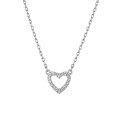 wholesale S925 Sterling Silver Micro-Paved Zircon Hollow-Out Heart Necklace, Fashionable Fresh and Sweet Collarbone Chain for Valentine's Day Exquisitely-0-4