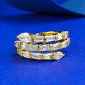 wholesale S925 Silver Snake-Shaped Three-Row Diamond Ring for Women, Cross-Border Style, AliExpress Model, Dropshipping-0-0