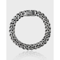 wholesale S925 Sterling Silver 376 Korean Version Ins Heavy Duty Textured Cool Tone Vintage Antique Chain Bracelet for Men and Women Couples-Short [15.5cm] 925 silver