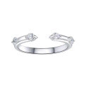 Sterling Silver Ins Minimalist Moissanite Three-in-One Marquess Cluster Ring 2 Carats-0-2