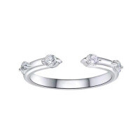 Sterling Silver Ins Minimalist Moissanite Three-in-One Marquess Cluster Ring 2 Carats-24-point pavé ring [Moissanite]  Adjustable opening