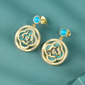 wholesale 925 Silver Bfirst Cultural and Creative Design Malachite Accessories New Chinese-style Earrings for Women High-end Turquoise Earrings-0-0