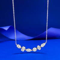 wholesale S925 Silver European and American Style Irregular Stone Inlaid Smile Pendant, Fashionable and Versatile Commuter-Friendly Telescopic Necklace-N542 Alien Smile Necklace [with chain]  925 Silver