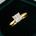 18K Gold Plated S925 Silver 1ct Princess Cut Moissanite Ring-0-1