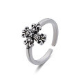 wholesale 925 Silver Korean Dongdaemun Fashion Open Ring Cross Design Thai Silver Vintage Antique Jewelry-0-4