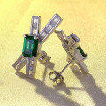 wholesale S925 Sterling Silver New 6*8 Emerald-Cut Stud Earrings Simple Fashion Versatile Light Luxury Style-0-1