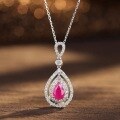wholesale S925 Sterling Silver Light Luxury Red Diamond Necklace, Fashionable and Versatile, Elegant and Unique, Niche Design with a High-End Sense, Collarbone Chain-0-0