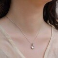 wholesale S925 sterling silver gold-plated retro Korean-Japanese style natural rose quartz pendant choker necklace with exquisite luxury for women-0-3