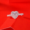 925 Sterling Silver Princess Escape Heart Moissanite Ring-0-2