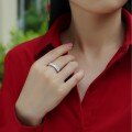 Sterling Silver S925 Octagonal Seven Princess Square Moissanite Stackable Ring-0-1