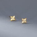 wholesale S925 Sterling Silver Fresh and Sweet Ins Style Niche Design Ice Cube Four-Leaf Flower Earrings M06558-0-3