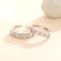 wholesale S925 Sterling Silver Ice Cube Couple Rings Pair, Designer Sugar Cube Rings for Him and Her, Engravable Valentine's Day Gift-0-3