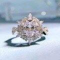 wholesale 925 Silver Zhuo Zhifan Jewelry New Ins European and American Ring 6*8 Oval Shining Snowflake Diamond Ring for Women-0-5