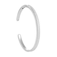 wholesale S925 Sterling Silver minimalist vintage vertical stripe designinsbracelet for women-Platinum 925 silver