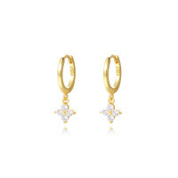 wholesale S925 Sterling Silver Light Luxury Geometric Teardrop Zircon Earrings With Short Tassels-E2331-Gold 925 Silver