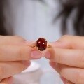 wholesale S925 sterling silver gold-plated minimalist and fresh-style pomegranate stone ring, new Korean and Japanese fashion, wholesale from manufacturers-0-3