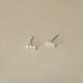 wholesale S925 Sterling Silver Fresh Sweet Ins Style Niche Design One Word Three Beads Stud Earrings M05757-0-2