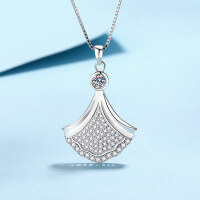 wholesale S925 Sterling Silver Moissanite Necklace for Women, Dress Necklace, Fashionable and Versatile High-End Sense, Holiday Gift for Girlfriend-87.9 Moissanite (with 1m box chain)  925 silver