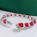 wholesale S925 silver new style 7*7 ruby square full diamond bracelet for women, personalized vintage charm-0-2
