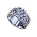 wholesale S925 Sterling Silver New European and American Four-Row Diamond Ring for Women, Fashionable and Unique Niche Design, High-End Wedding Ring Wholesale-0-4