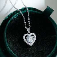 Sterling Silver 1-Carat Moissanite Heart Pendant Necklace for Women-1-carat necklace (eight hearts and eight arrows zircon)  925 silver