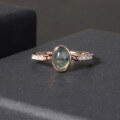 wholesale 925 Sterling Silver Plated 18k Rose Gold Minimalist Exquisite Gemstone Customization European and American Natural Moss Agate Ring for Women-0-3
