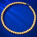 wholesale Gold-plated vintage French collarbone necklace with strong luster, perfectly round, large 8mm South Sea golden pearls-0-5