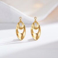 24K Gold-Plated Silver Needle Hand-Filigree Retro Vintage Ins Style Minimalist Earring Wholesale-Oval-ED216-T