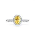 S925 Silver 1ct Yellow Oval Moissanite Ring-0-1