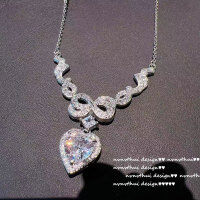 wholesale 925 Silver Plated Venetian Princess Bow Necklace, Dainty Fashion Heart Butterfly Zircon Collarbone Chain-xb280-white gold white diamond