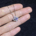 S925 Sterling Silver Moissanite Pendant Necklace, Four-Leaf Clover Design-0-1