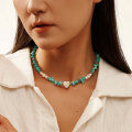 wholesale S925 Sterling Silver Bohemian Style Turquoise Shell Pearl Beaded Vintage Necklace-0-1